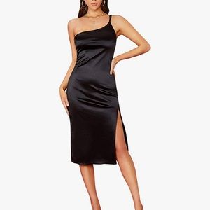 Black one strap midi dress